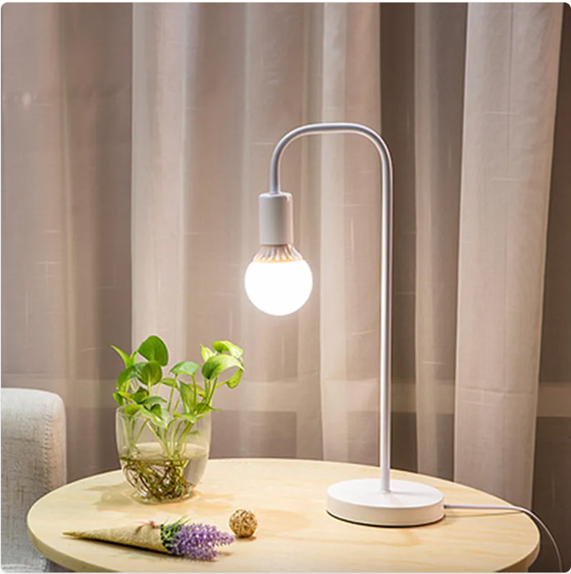 Nordic LED Desk Lamp - Iron & Wood Base