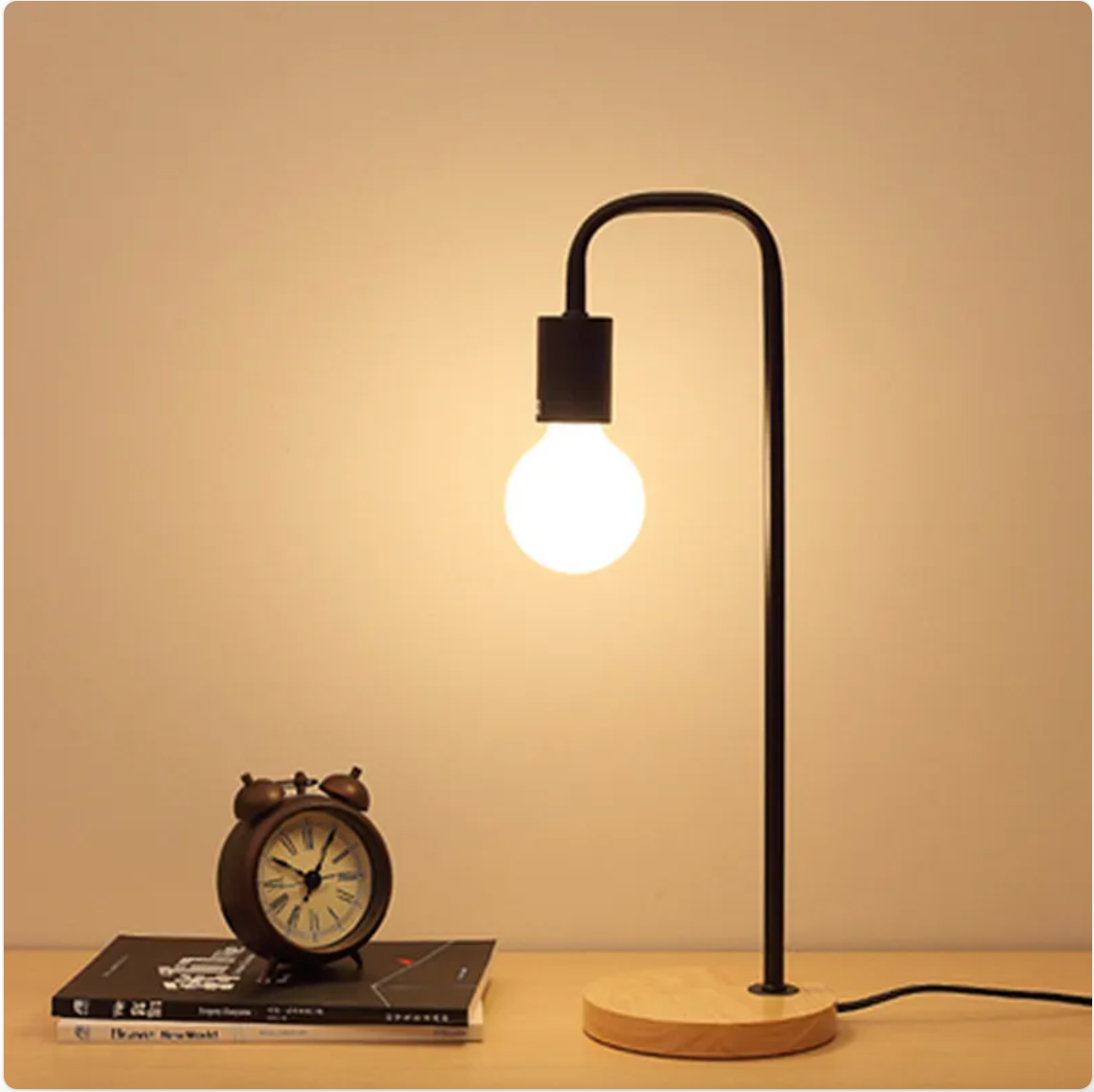Nordic LED Desk Lamp - Iron & Wood Base