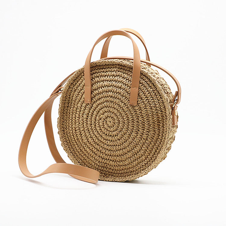 Round Portable Straw Woven Shoulder Bag (Wholesale)