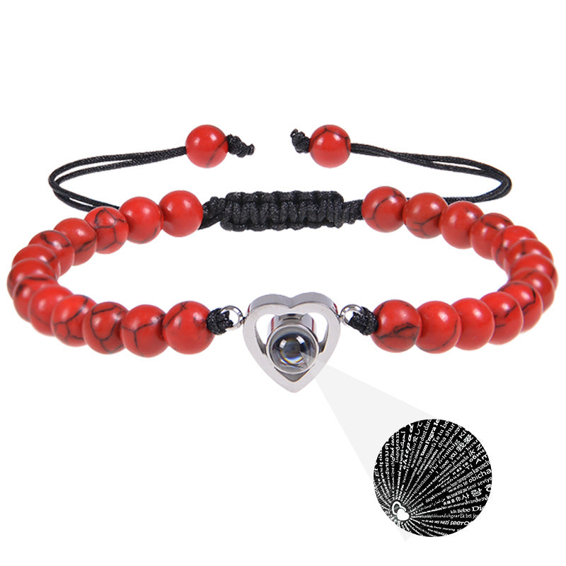 Heart-shaped Beaded Woven Bracelet