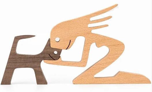 Wood Dog Sculpture Home Decoration