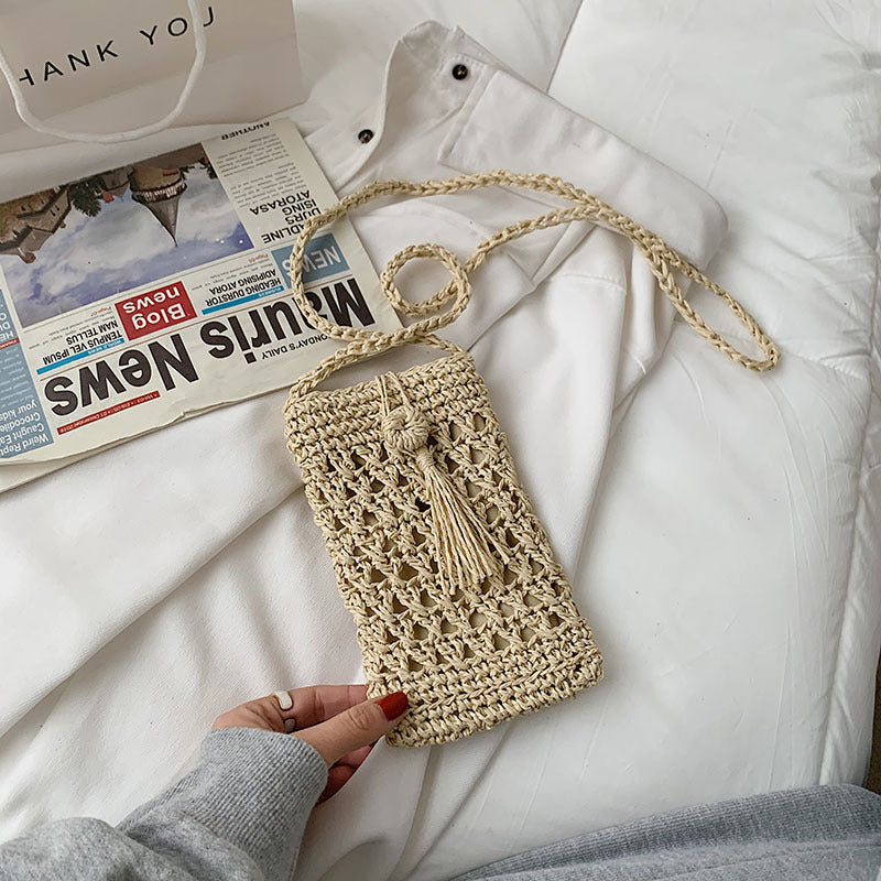 Straw Woven One-Shoulder Messenger Bag