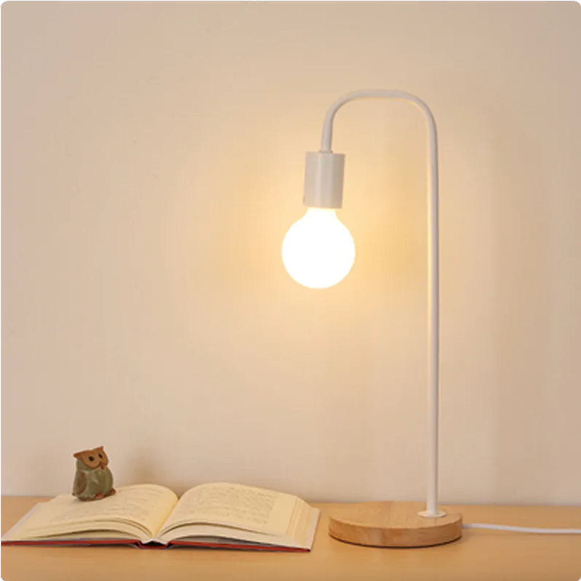 Nordic LED Desk Lamp - Iron & Wood Base