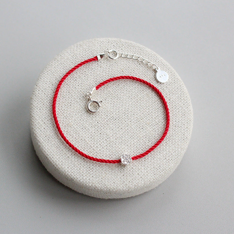 Zodiac Year Thin Red String Bracelet in Sterling Silver