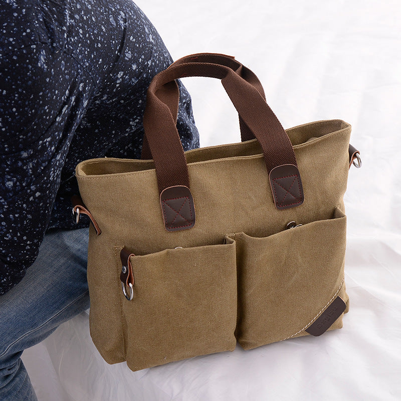 Casual Canvas Shoulder Bag for Men, Trendy Tote Bag