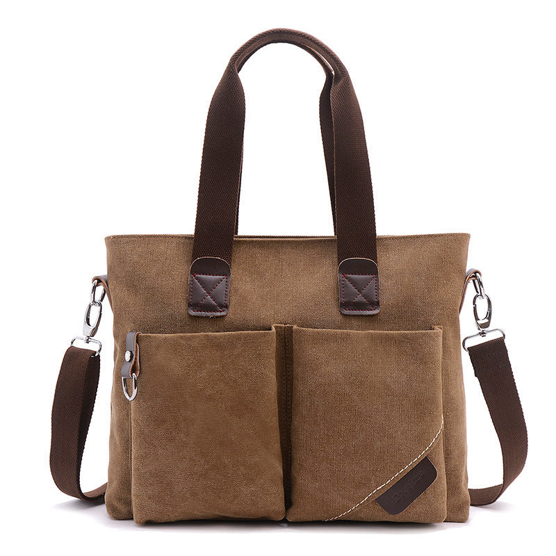 Casual Canvas Shoulder Bag for Men, Trendy Tote Bag