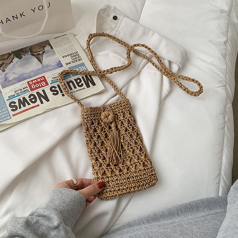 Straw Woven One-Shoulder Messenger Bag