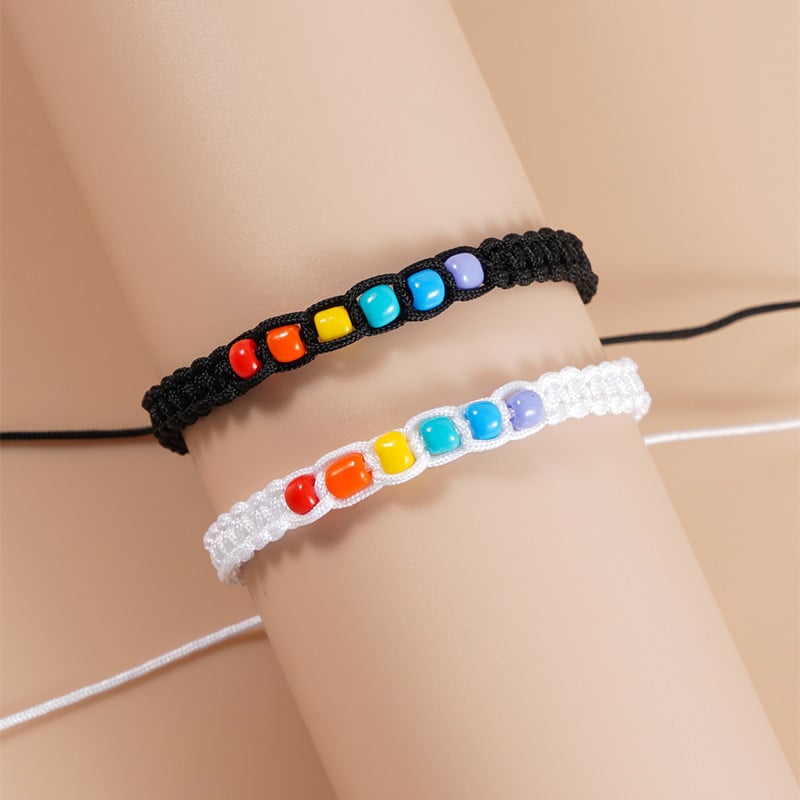 Heart Rainbow Beads Hand-woven Bracelet