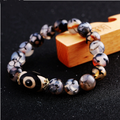Blue Sandstone Bead Bracelet with 925 Silver Accents