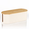 Bamboo Cable Management Box - 12.6x5.4x4.4" - Beige